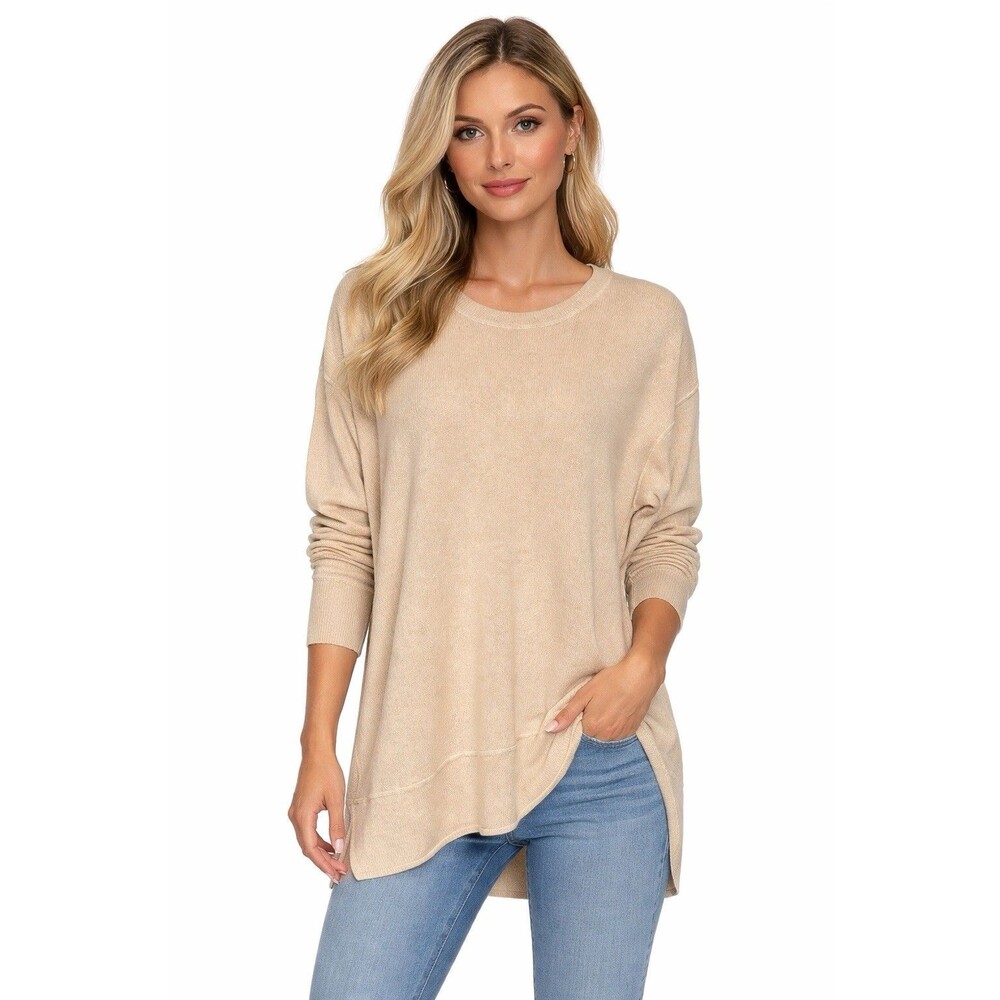 Brunello Cucinelli Cashmere Sweater M Tan Knit Pullover Made in Italy Luxury